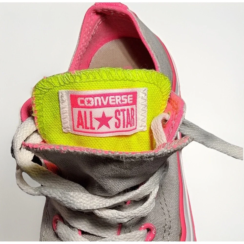 Converse Chuck Taylor All Star Junior 13 Grey Neon Pink Lime Double Tongue Shoes